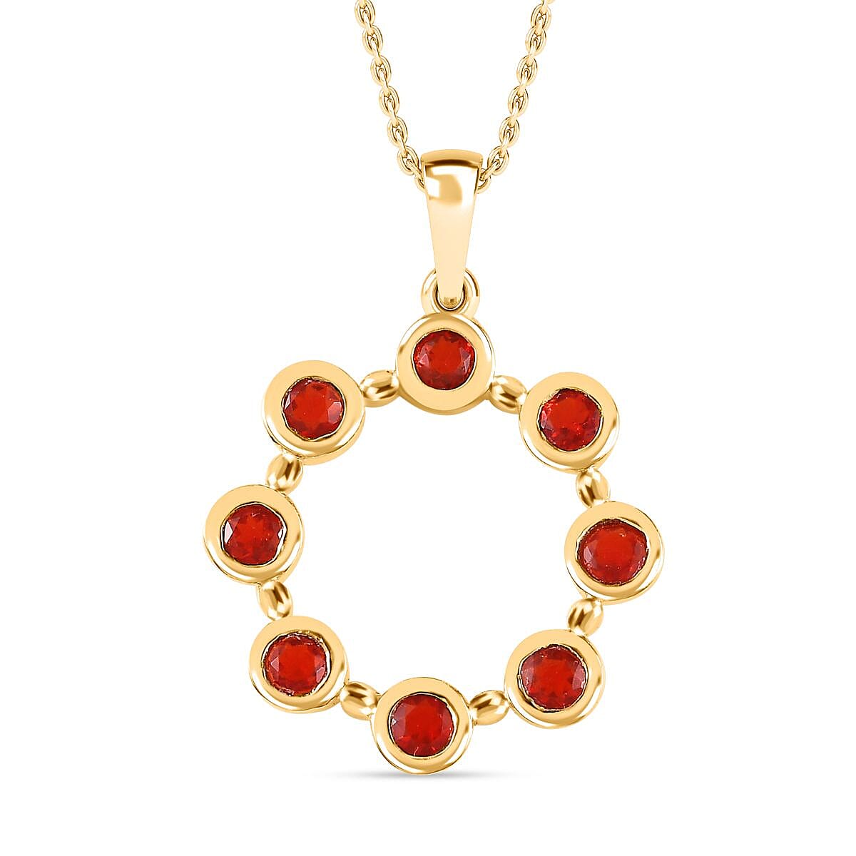 Salamanca Fire Opal Eclipse Pendant with Chain (Size 20) in 18K Gold Vermeil Sterling Silver 4258517 0