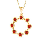 Salamanca Fire Opal Eclipse Pendant with Chain (Size 20) in 18K Gold Vermeil Sterling Silver