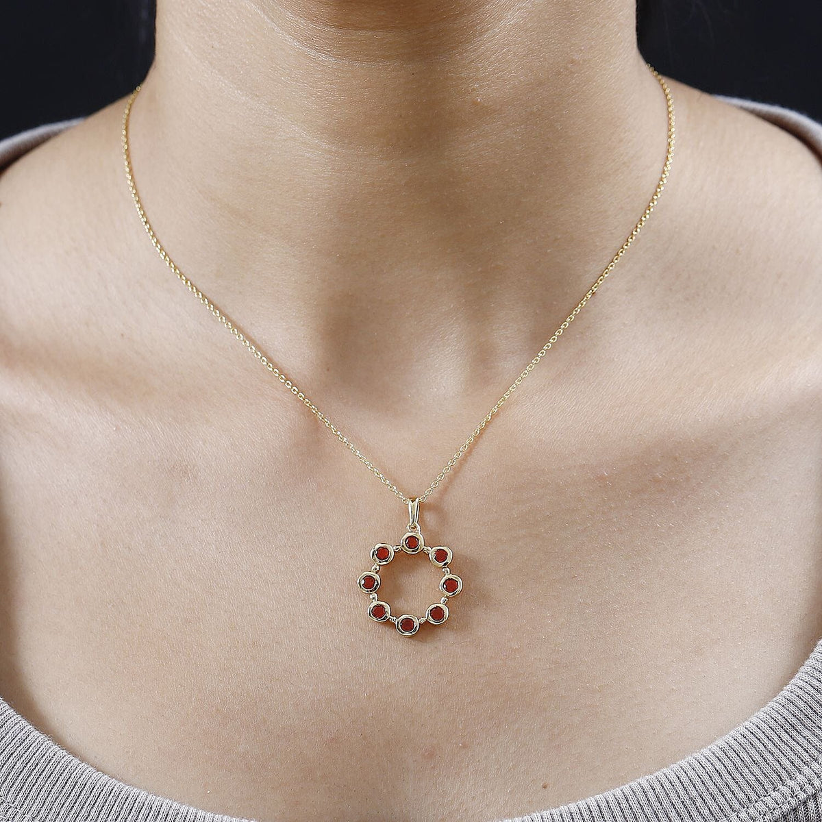 Salamanca Fire Opal Eclipse Pendant with Chain (Size 20) in 18K Gold Vermeil Sterling Silver 4258517 1