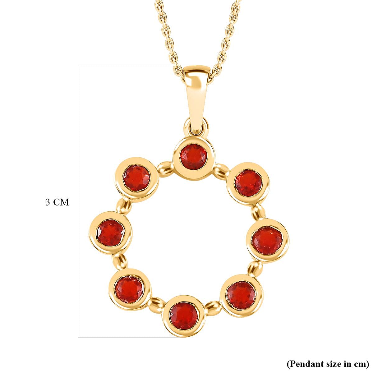 Salamanca Fire Opal Eclipse Pendant with Chain (Size 20) in 18K Gold Vermeil Sterling Silver 4258517 5