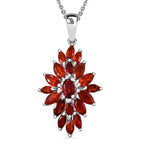 Cherry Fire Opal Pendant with Chain (Size 20) in Rhodium Overlay Sterling Silver Silver Wt. 5.2 Gms  1.920  Ct.