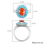 Fire Opal & Sleeping Beauty Turquoise Ring in Rhodium Overlay Sterling Silver 1.80 Ct.