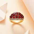 Salamanca Fire Opal & Natural Zircon Cluster Ring in 18K Yellow Gold Vermeil Plated Sterling Silver 2.15 Ct.