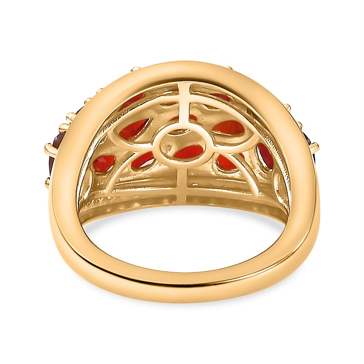 Salamanca Fire Opal and Natural Zircon Cluster Ring in 18K Vermeil Yellow Gold Plated Sterling Silver 2.15 Ct. 7751180 4