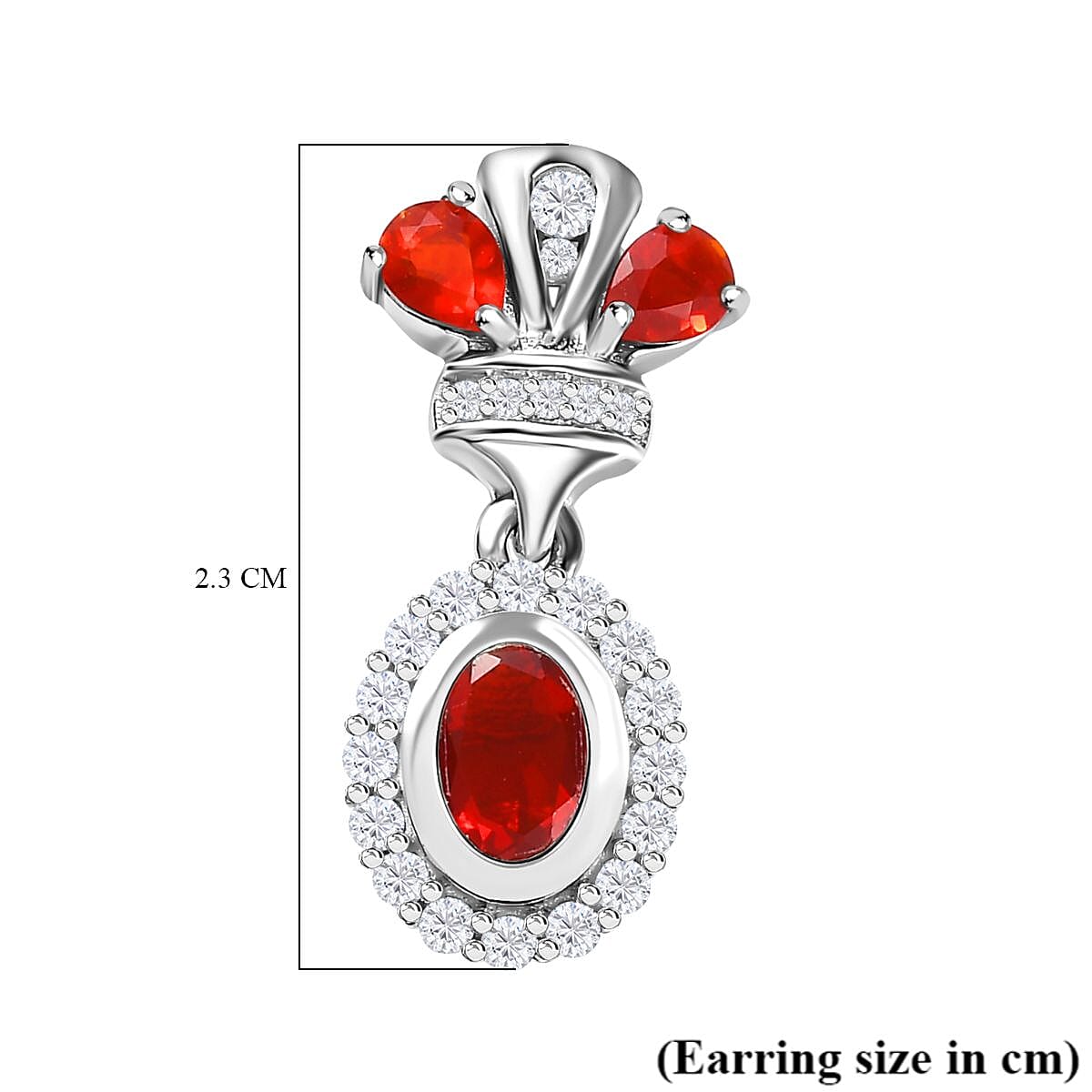 Salamanca Fire Opal &amp; Natural Zircon Dangle Earrings in Platinum Overlay Sterling Silver 1.70 Ct. 7740725 6