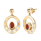 Salamanca Fire Opal & Natural Zircon Dangle Earrings in 18K Yellow Gold Vermeil Plated Sterling Silver 1.00 Ct.