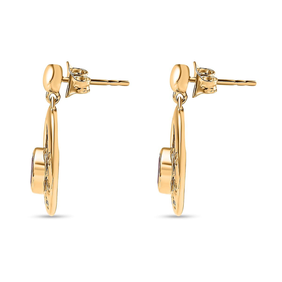 Salamanca Fire Opal &amp; Natural Zircon Dangle Earrings in 18K Yellow Gold Vermeil Plated Sterling Silver 1.00 Ct. 7746102 3