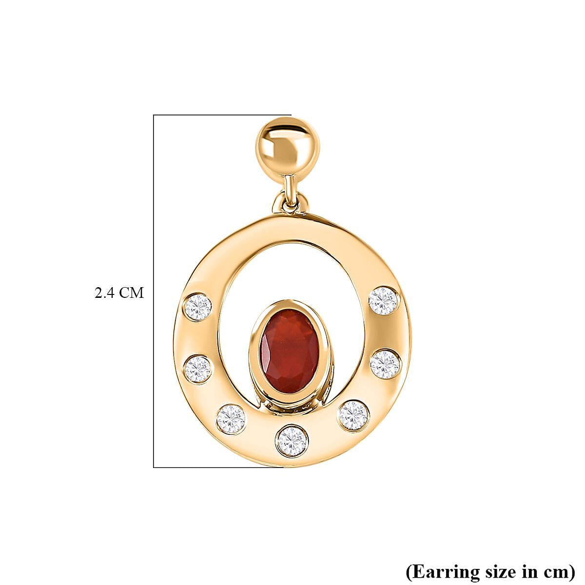 Salamanca Fire Opal &amp; Natural Zircon Dangle Earrings in 18K Yellow Gold Vermeil Plated Sterling Silver 1.00 Ct. 7746102 4