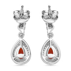 Salamanca Fire Opal & White Zircon Dangling Earring in Rhodium Overlay Sterling Silver 1.98 Ct.