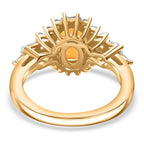 Fire Opal, White Zircon  Main Stone With Side Stone Ring in 18K  Vermeil Yellow Gold Plated Ct 2.21.