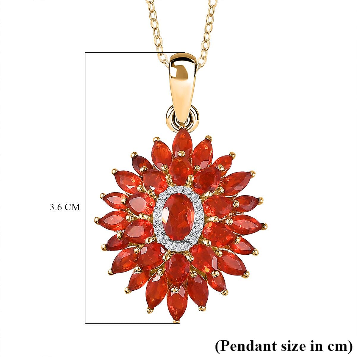 Salamanca Fire Opal &amp; Natural Zircon The Temple Pendant with Chain (Size 20) in 18K Gold Vermeil Sterling Silver 3.30 Ct. 4258500 6