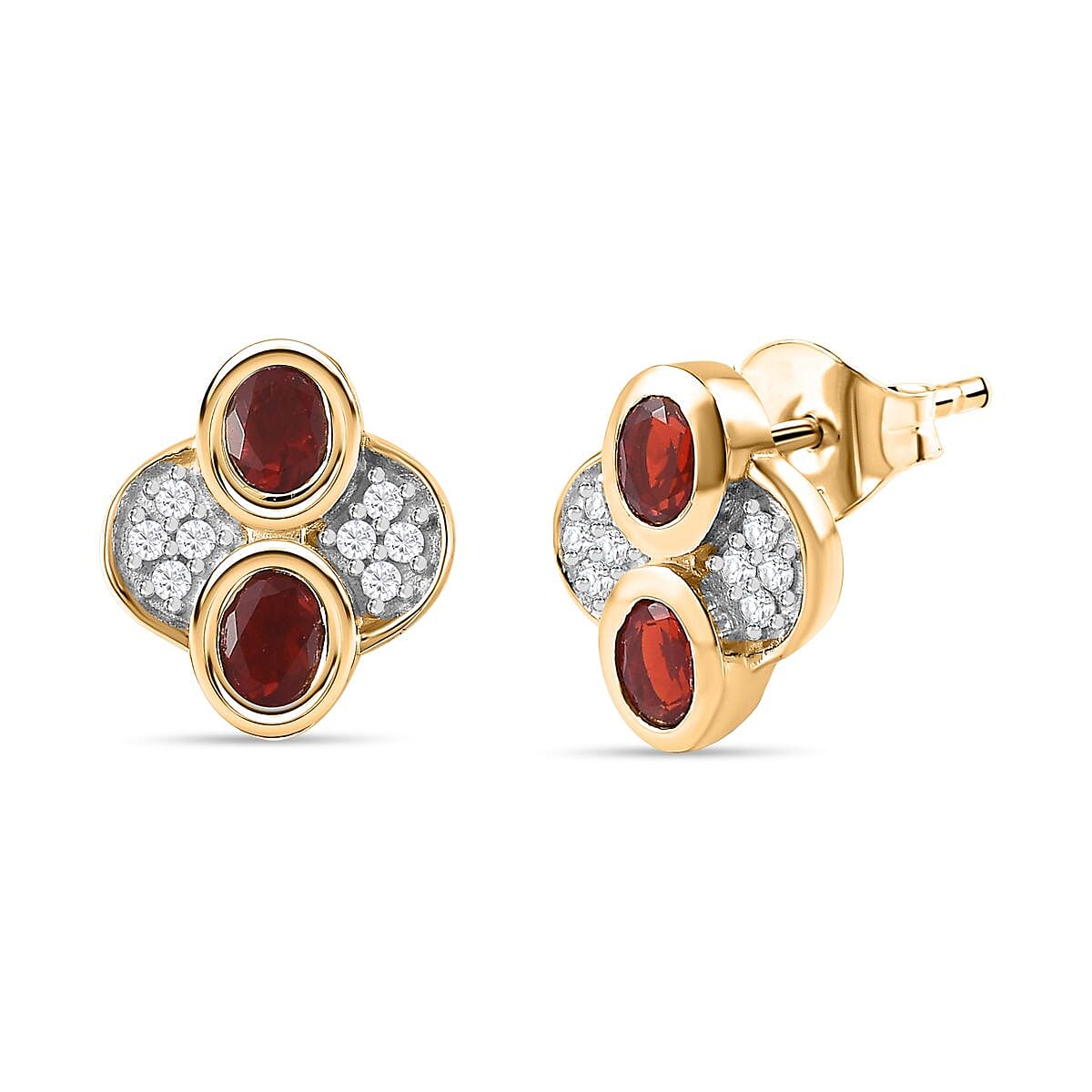 Salamanca Fire Opal &amp; Natural Zircon Stud Earrings in 18K Yellow Gold Vermeil Plated Sterling Silver 7742581 0