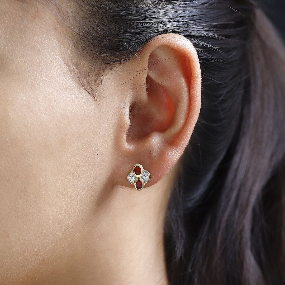 Salamanca Fire Opal &amp; Natural Zircon Stud Earrings in 18K Yellow Gold Vermeil Plated Sterling Silver 7742581 2