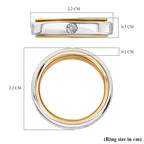 Natural White Diamond Spinner Band Ring with 5 diamonds in Platinum & 18K Vermeil Yellow Gold Plated Sterling Silver, Silver Wt. 6.51 Gms.