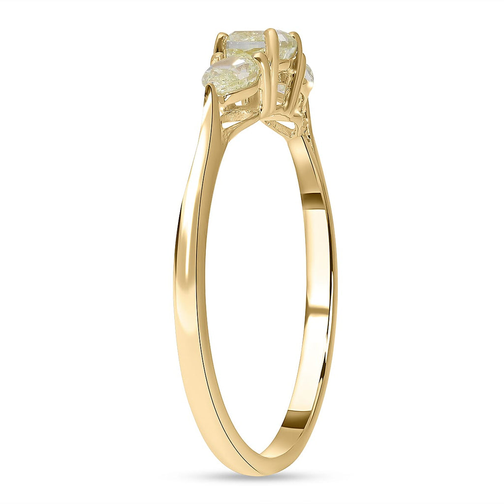 18K Yellow Gold SGL certified Natural Yellow Diamond (SI) Trilogy Ring 1.00 Ct.