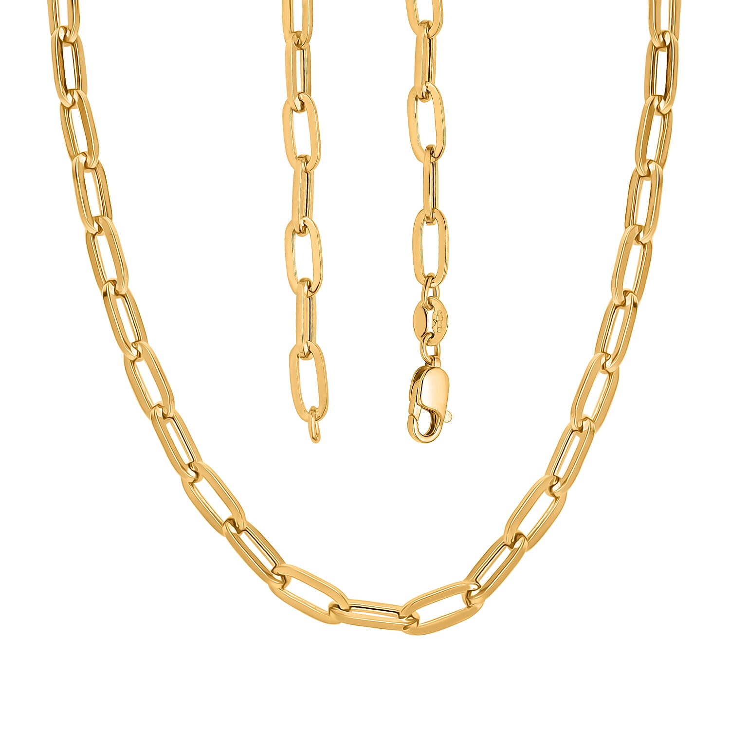 First Time Ever - 18K Yellow Gold Paperclip Necklace (Size - 18) 7889824 3