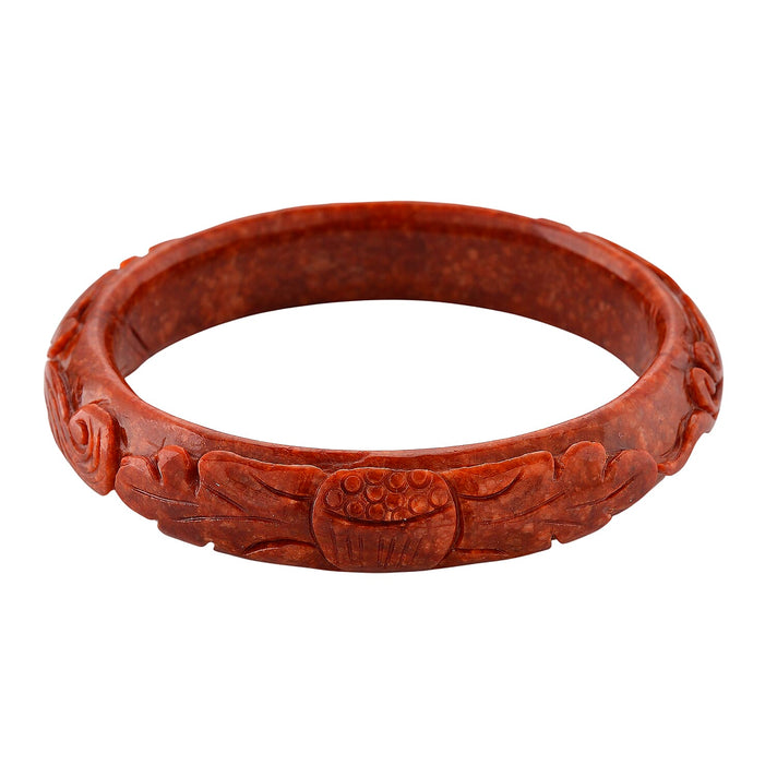 Koi Carved Burmese Red Jade Bangle (Size 7.5) 300.00 Ct. 8228460 1