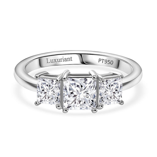 Luxuriant 950 Platinum SGL Certified Lab Grown Diamond (VS-EF) Trilogy Ring 2.00 Ct.