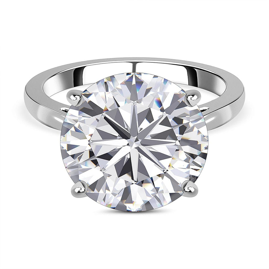 First Time Ever - Moissanite Solitaire Ring in Platinum Overlay Sterling Silver 10.00 Ct.