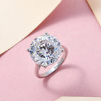 First Time Ever - Moissanite Solitaire Ring in Platinum Overlay Sterling Silver 10.00 Ct.