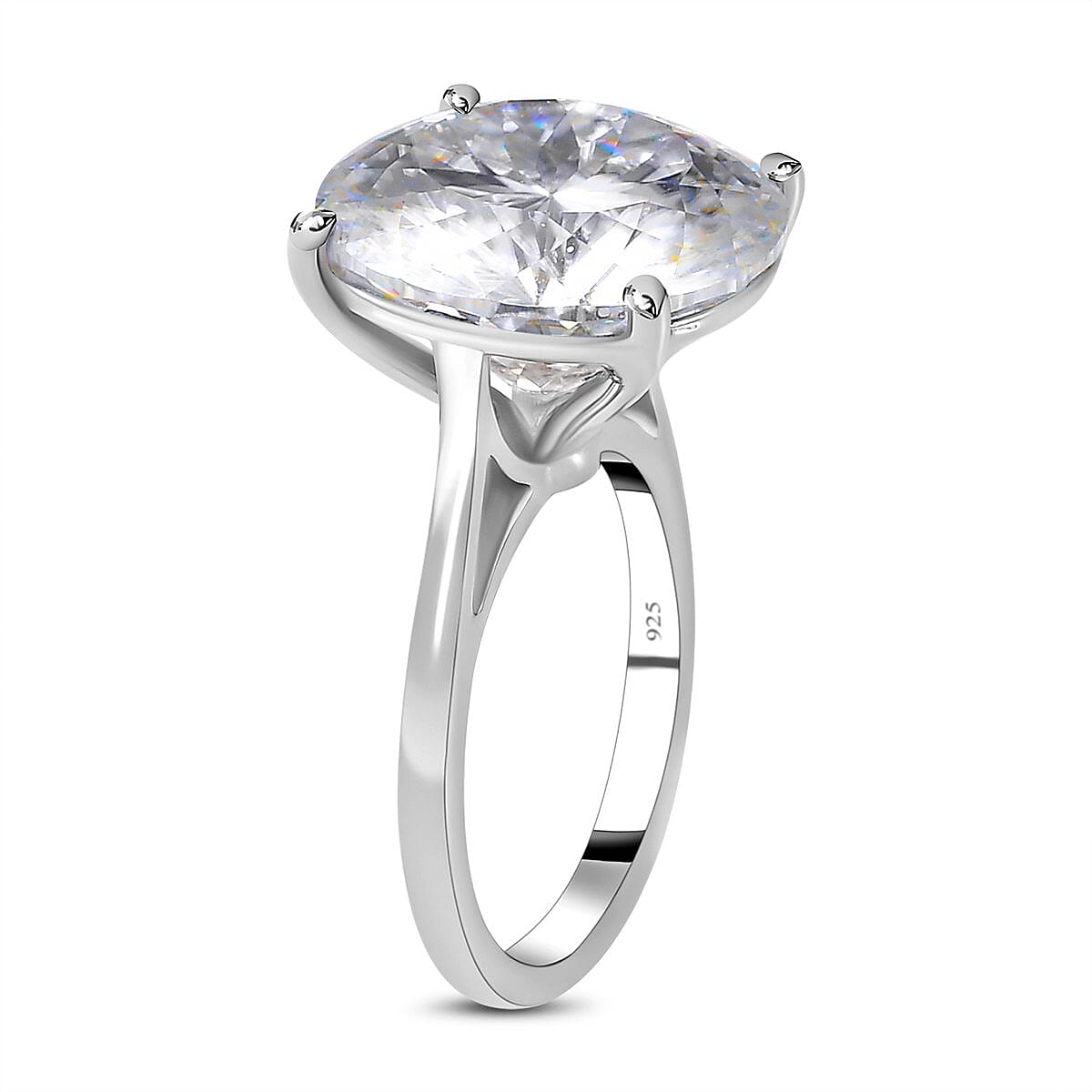 First Time Ever - Moissanite Solitaire Ring in Platinum Overlay Sterling Silver 10.00 Ct. 7254403 3