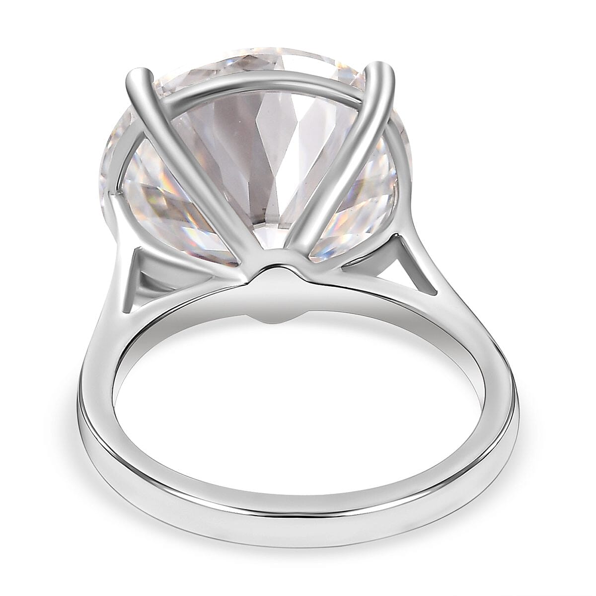 First Time Ever - Moissanite Solitaire Ring in Platinum Overlay Sterling Silver 10.00 Ct. 7254403 4