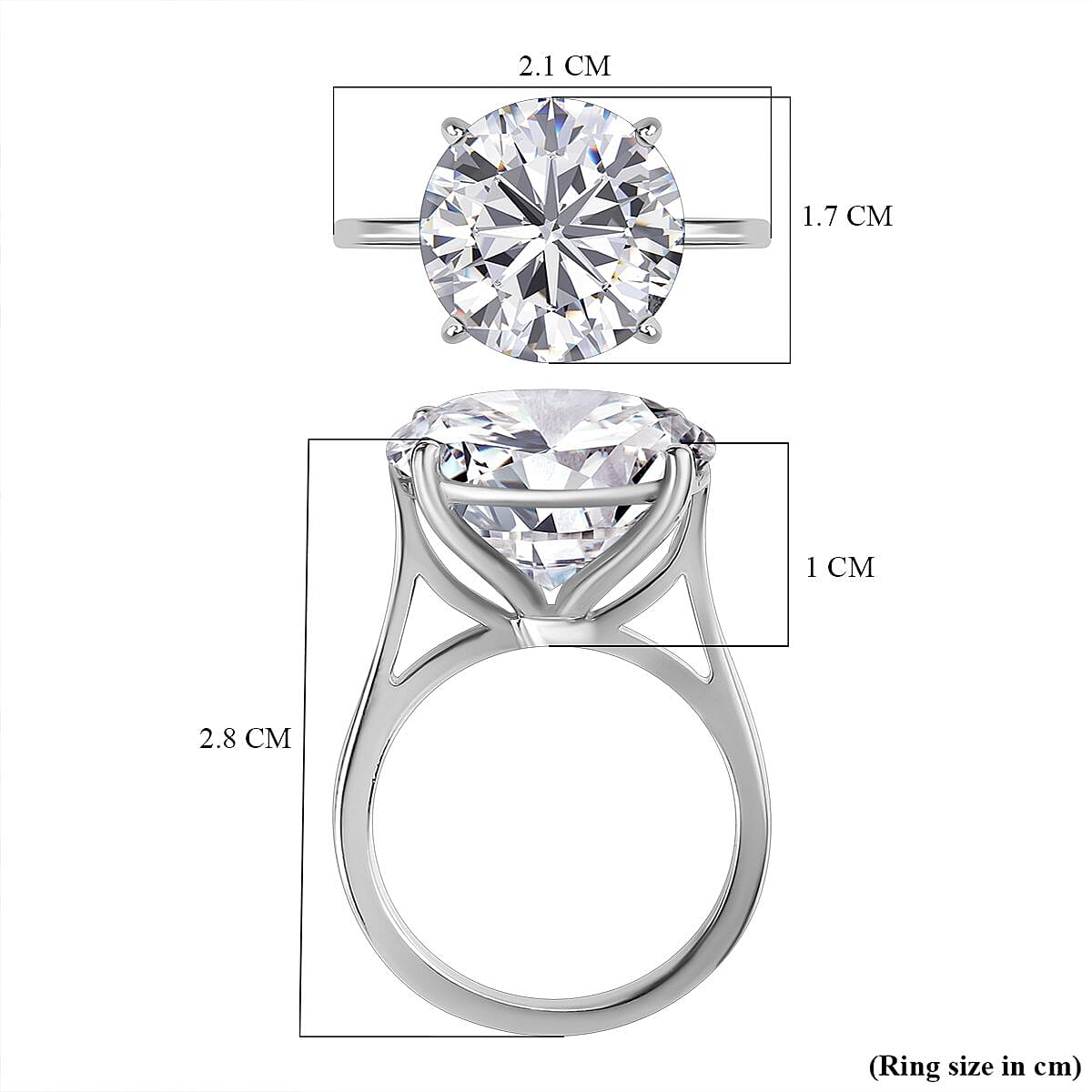 First Time Ever - Moissanite Solitaire Ring in Platinum Overlay Sterling Silver 10.00 Ct. 7254403 5