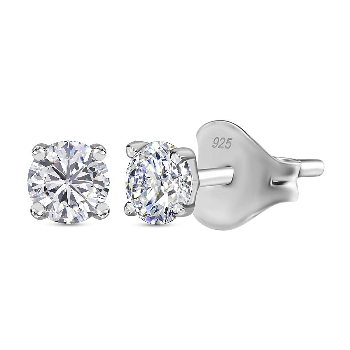 Moissanite Solitaire Stud Earrings in Sterling Silver 7847303 0