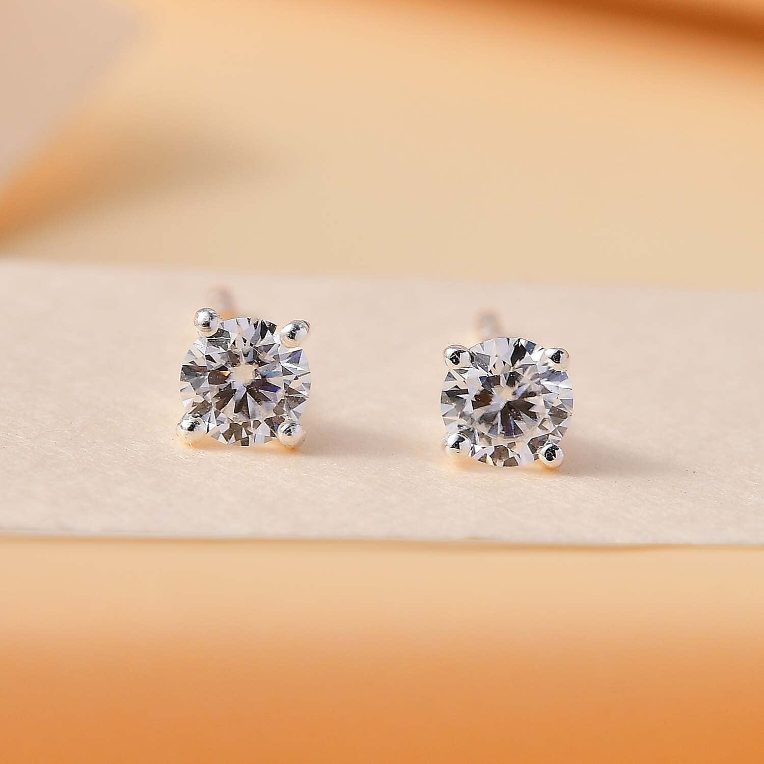 Moissanite Solitaire Stud Earrings in Sterling Silver 7847303 2