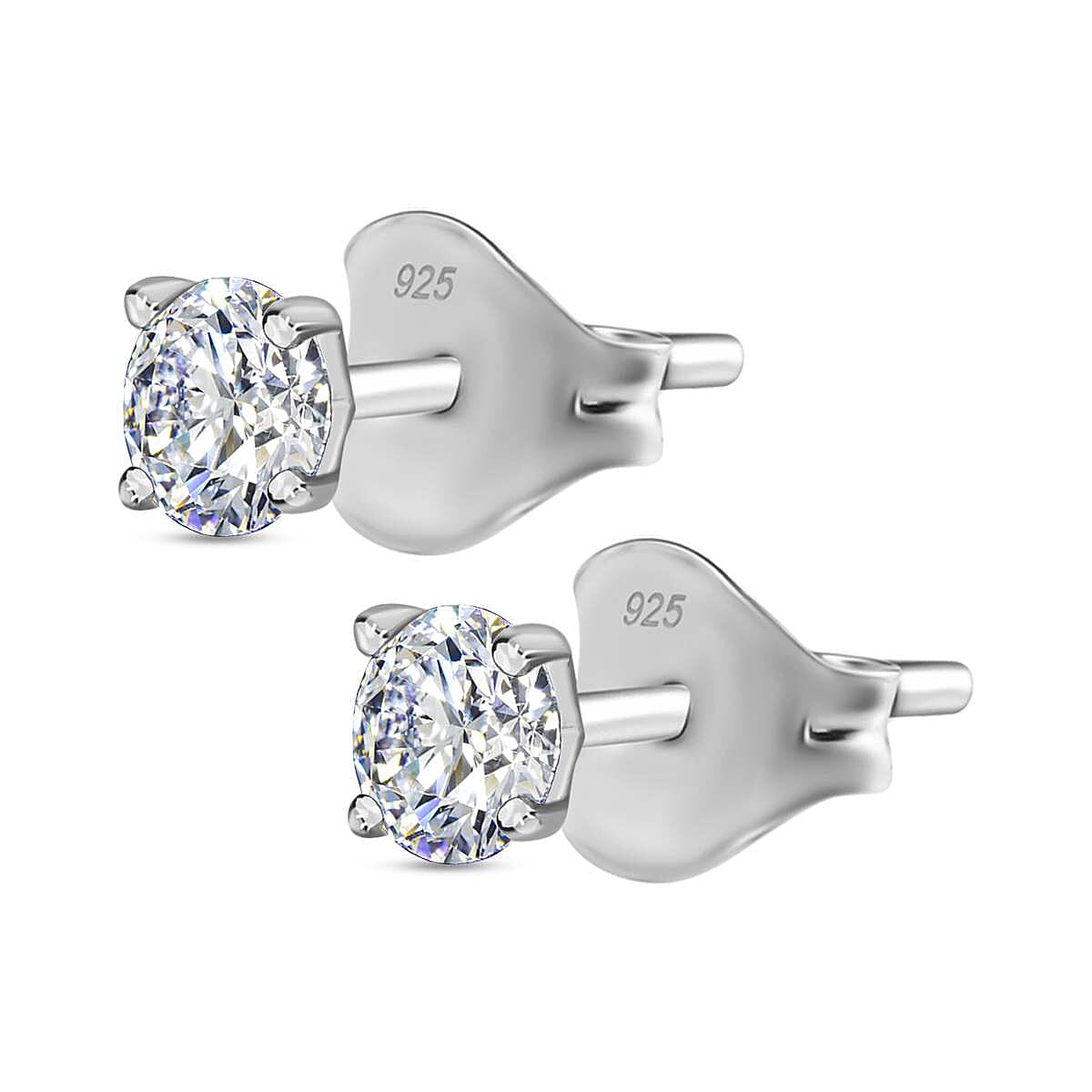 Moissanite Solitaire Stud Earrings in Sterling Silver 7847303 4