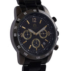 William Hunt Designer Watch with fully functional Chronograph Water Resistant Black Dial with Luminous Hour Markers and watch Hands with Black Metallic Strap