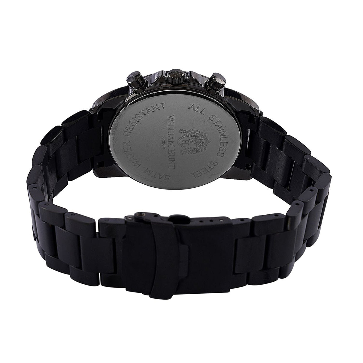 William Hunt Designer Watch with fully functional Chronograph Water Resistant Black Dial with Luminous Hour Markers and watch Hands with Black Metallic Strap 7188703 6