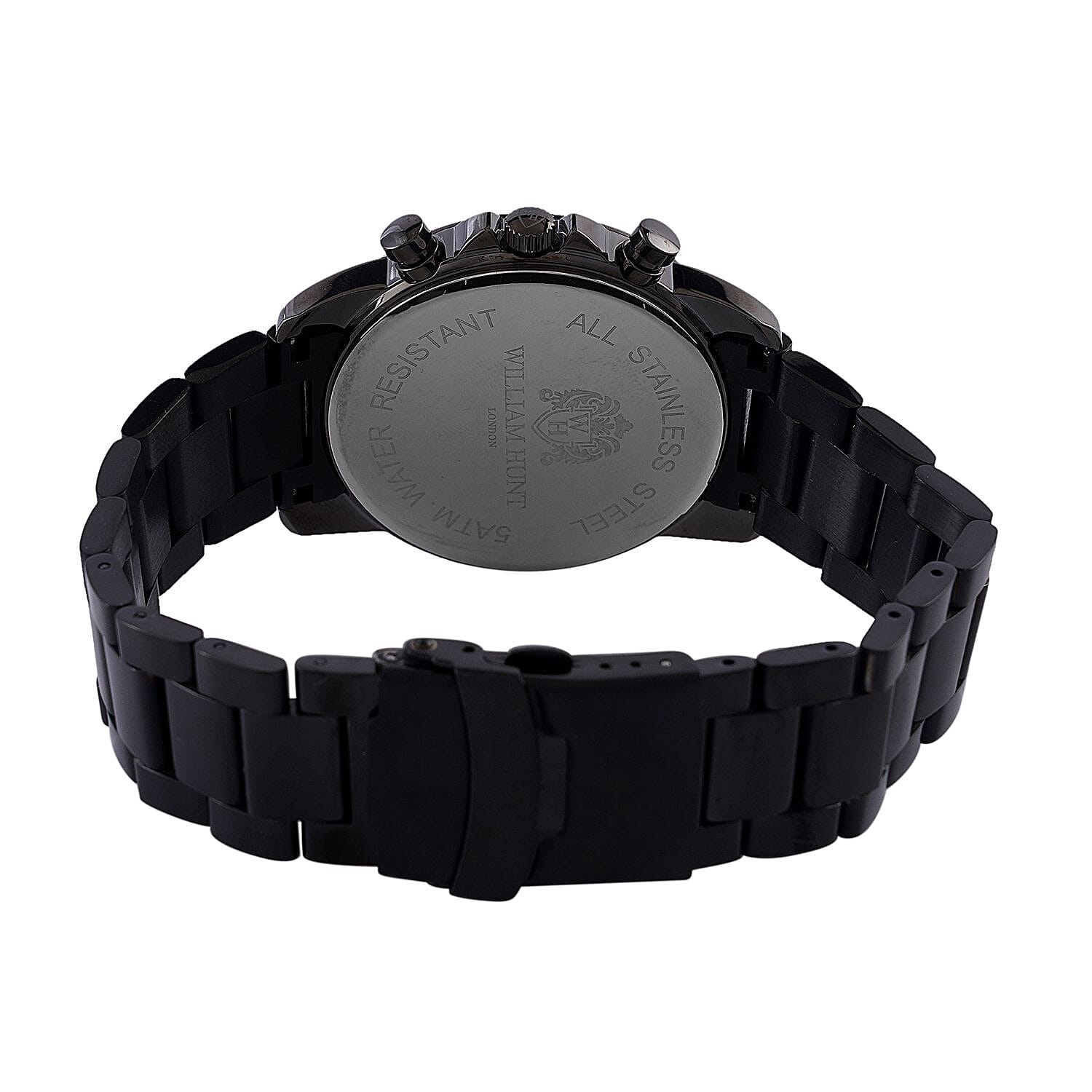 William Hunt Designer Watch with fully functional Chronograph Water Resistant Black Dial with Luminous Hour Markers and watch Hands with Black Metallic Strap 7188703 6