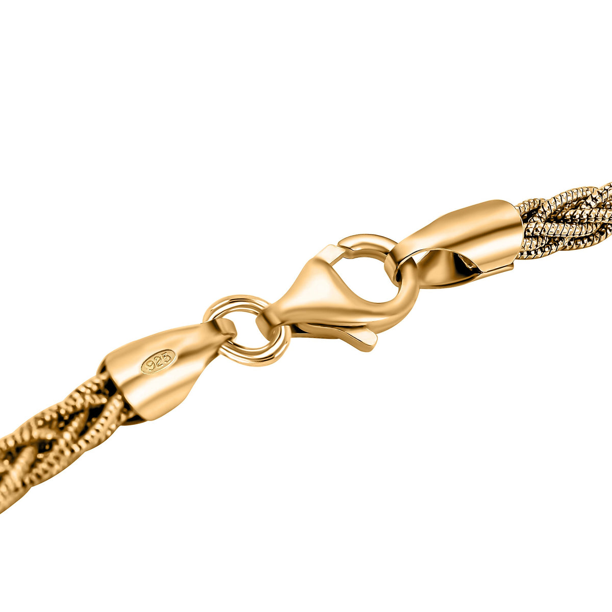 Unique Snake Spiga Sterling Silver Necklace in Yellow Gold Overlay (Size - 20), Silver Wt. 20.40 Gms 7385519 3