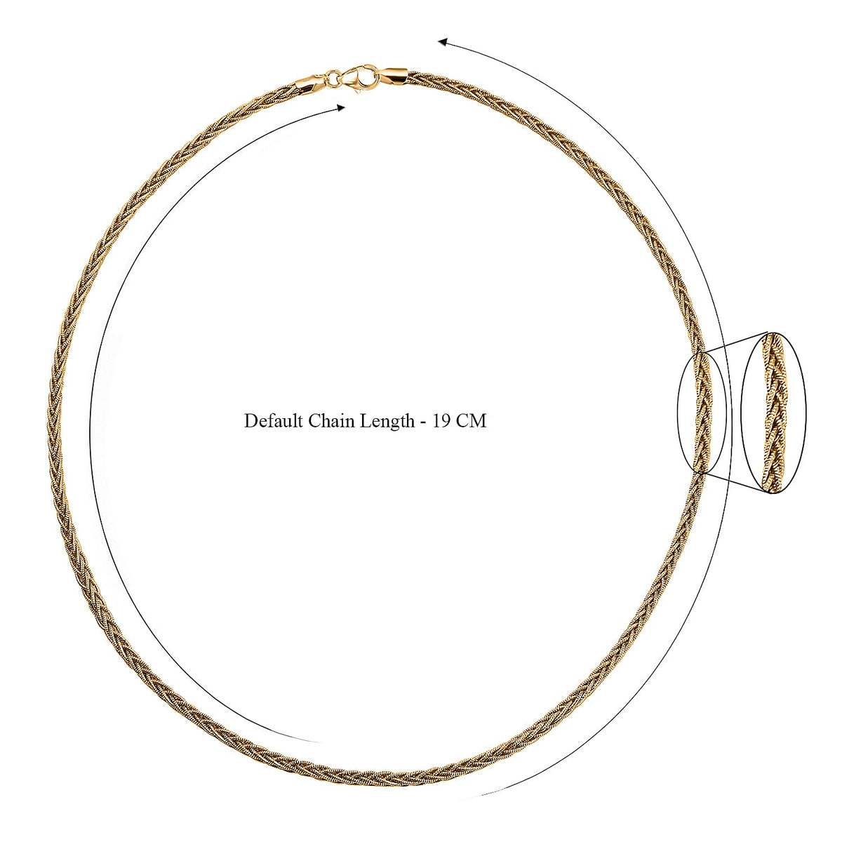 Unique Snake Spiga Sterling Silver Necklace in Yellow Gold Overlay (Size - 20), Silver Wt. 20.40 Gms 7385519 4