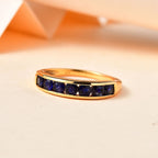 Masoala Sapphire Half-Eternity Band Ring in 14K YG Overlay Sterling Silver 1.30 Ct