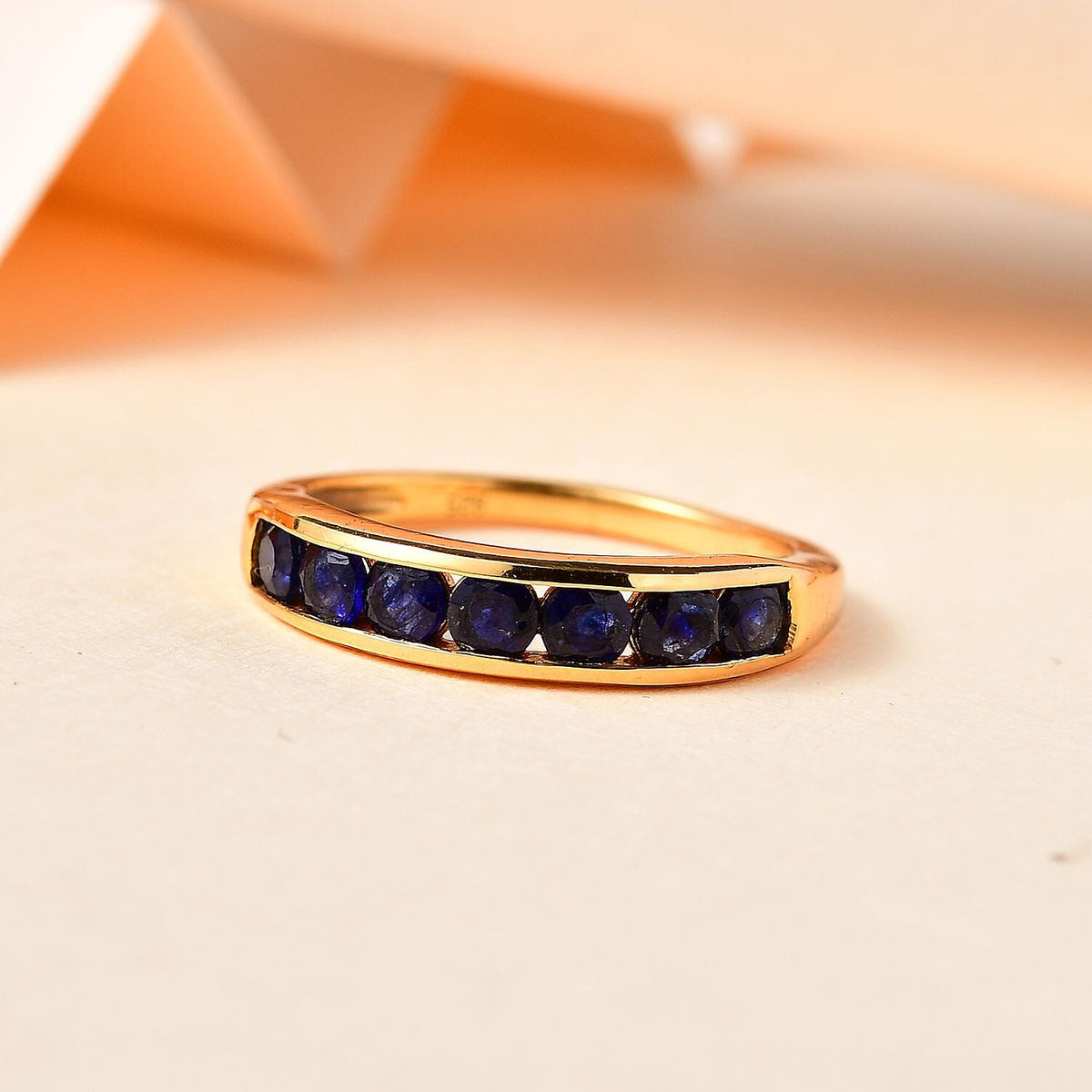Masoala Sapphire Half-Eternity Band Ring in 14K Yellow Gold Overlay Sterling Silver 1.30 Ct 7800674 1