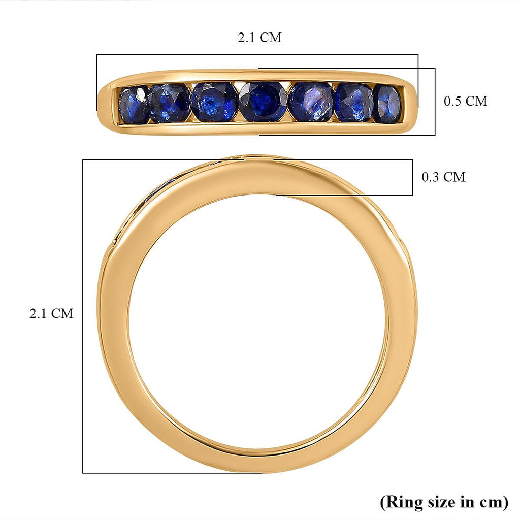 Masoala Sapphire Half-Eternity Band Ring in 14K YG Overlay Sterling Silver 1.30 Ct