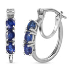 Masoala Sapphire Hoop Earrings in Platinum Overlay Sterling Silver  1.60 Ct.