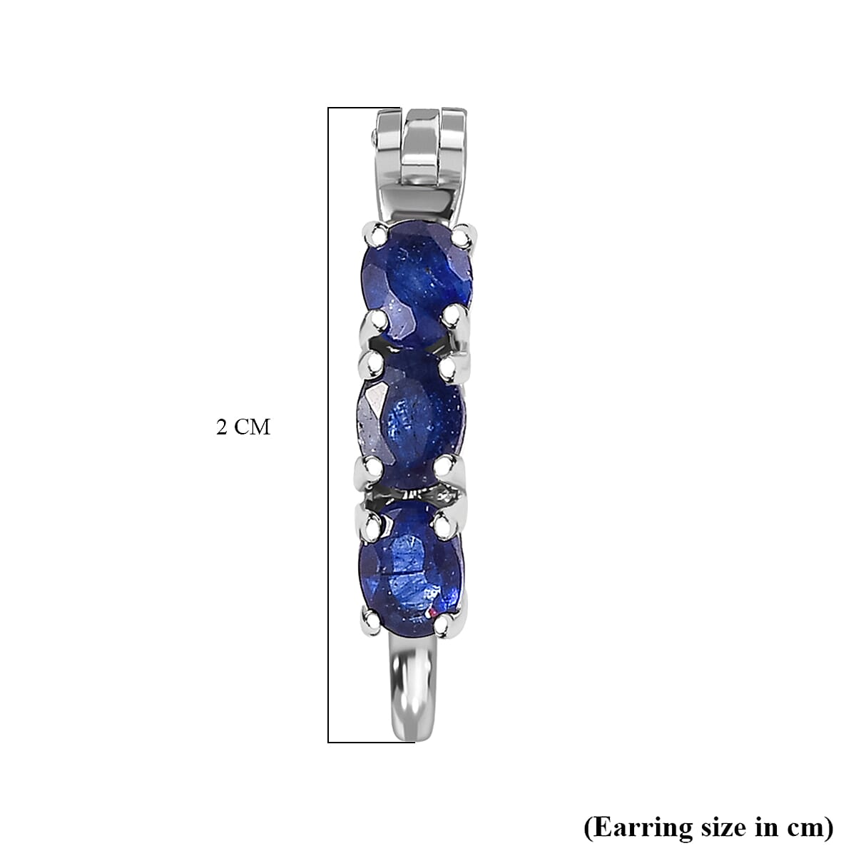 Fissure Filled Blue Sapphire Hoop Earrings in Platinum Overlay Sterling Silver 1.608  Ct. 7711462 4