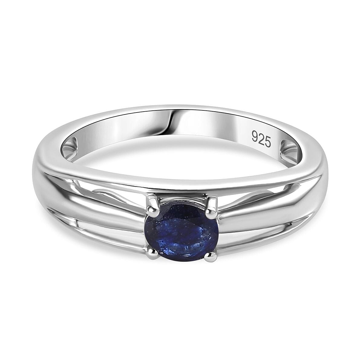 Fissure Filled Blue Sapphire  Fancy Ring in Platinum Overlay Sterling Silver 0.56 ct  0.532  Ct. 7774156 0