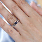 Fissure Filled Blue Sapphire  Fancy Ring in Platinum Overlay Sterling Silver 0.56 ct  0.532  Ct.