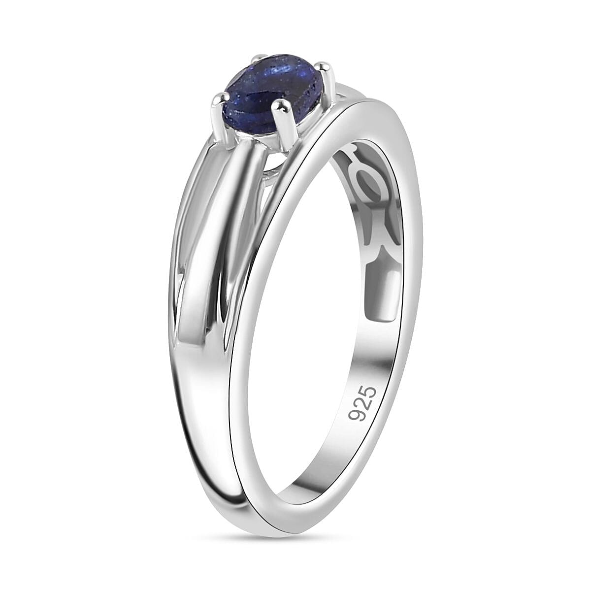 Fissure Filled Blue Sapphire  Fancy Ring in Platinum Overlay Sterling Silver 0.56 ct  0.532  Ct. 7774156 3