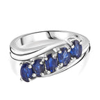 Masoala Sapphire 5 Stone Bypass Ring in Platinum Overlay Sterling Silver 1.70 Ct