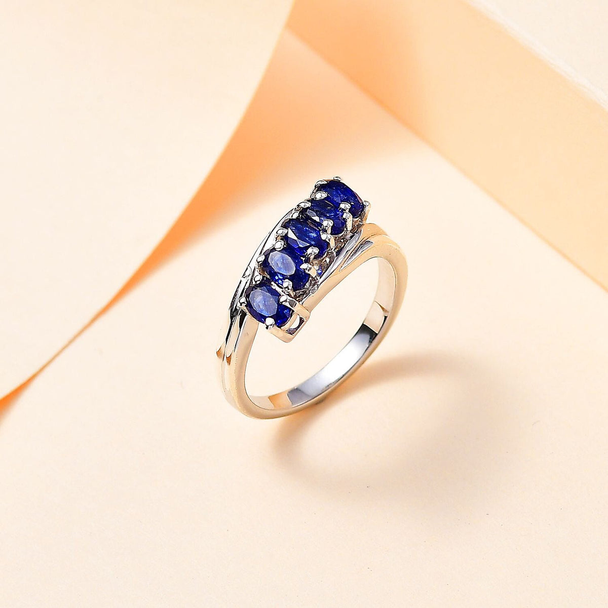 Masoala Sapphire 5-Stone Bypass Ring in Platinum Overlay Sterling Silver 1.70 Ct 7768548 1