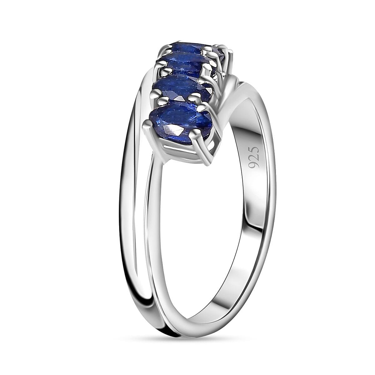 Masoala Sapphire 5-Stone Bypass Ring in Platinum Overlay Sterling Silver 1.70 Ct 7768548 3