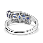 Masoala Sapphire 5 Stone Bypass Ring in Platinum Overlay Sterling Silver 1.70 Ct