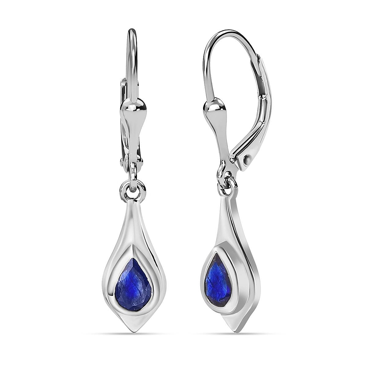 Blue Sapphire Solitaire Earrings in Platinum Overlay Sterling Silver 1.15 Ct 7768565 0