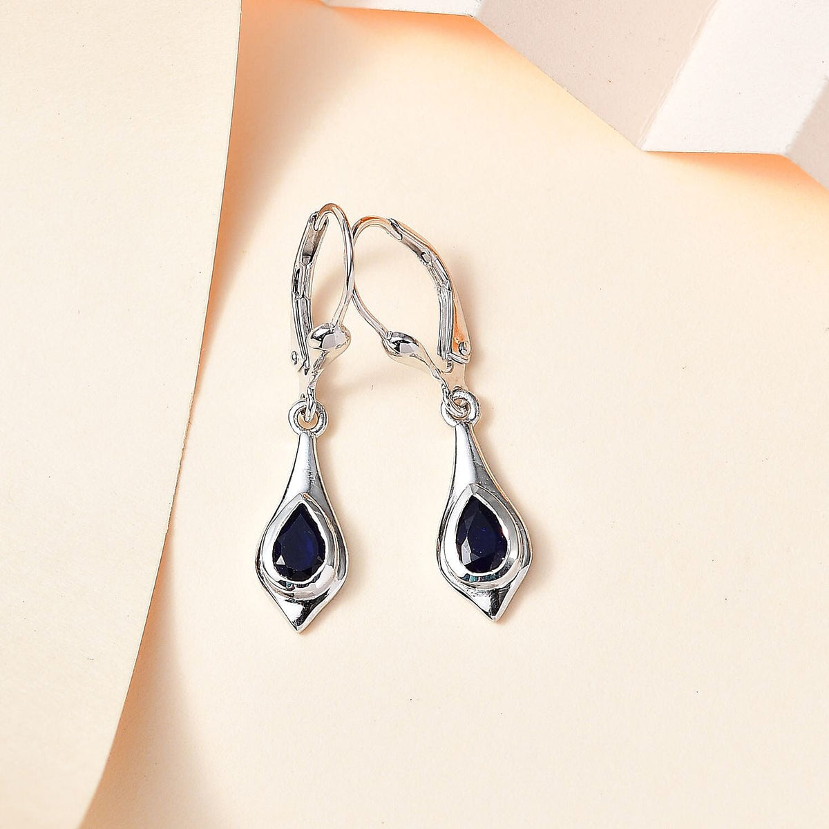 Blue Sapphire Solitaire Earrings in Platinum Overlay Sterling Silver 1.15 Ct 7768565 1