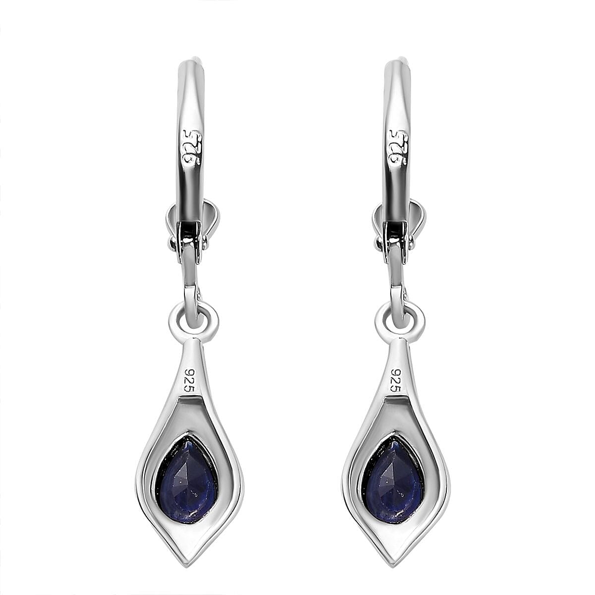 Blue Sapphire Solitaire Earrings in Platinum Overlay Sterling Silver 1.15 Ct 7768565 4
